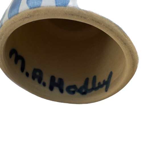 SIGNED M.A. Hadley Art Pottery Bride & Groom Candlesticks Candle Holders Blue - Picture 6 of 7